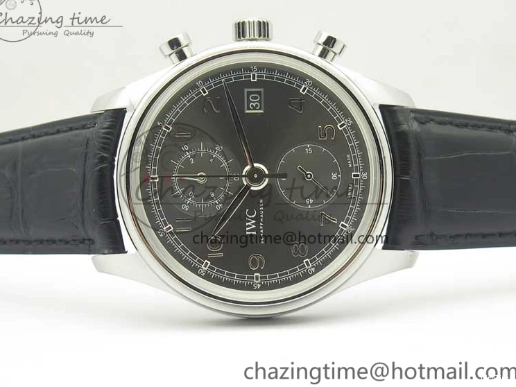 MIROTIME 0213 Portuguese Chrono SS ZF 1:1 Best Edition Gray Dial SS On Black Leather Strap A ZipUp 7215